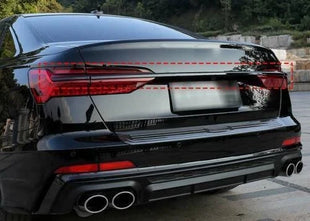 For Audi A6 C8 2019-23 Black Titanium Rear Door Trunk Cover & Tail Light Trim 3x