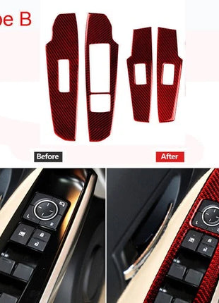 Red Carbon Fiber Window Switch Panel Trim Cover Type B For Lexus IS250 350 14-18