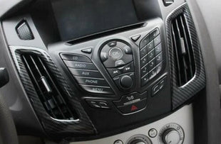 Carbon Fiber 2012-2018 2PCS For Ford Focus Central Console Air Outlet Vent Trim