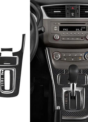 Carbon Fiber Interior Gear Shifter Panel Cover Trim For Nissan Sentra 2013-2019