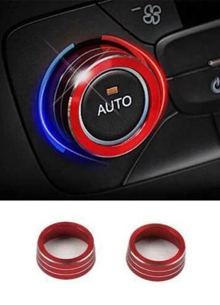 AC Knob Cover Trim For Ford Focus 2015-2018 Central Console Red Aluminum 2PCS