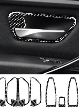 Carbon Fiber Door Handle Bowl Window Lift Trim For Bmw 3 4 Series F30 Gt 2013-19