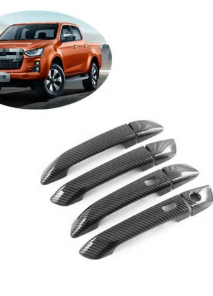 Carbon Fiber Style Exterior Door Handle Cover Trim For Isuzu D-max Dmax 2021-23