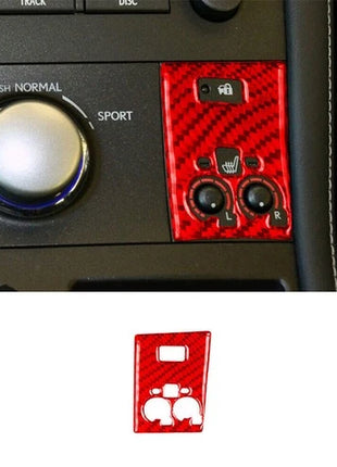 Red Carbon Fiber Heated Seat Control Cover Trim For Lexus CT200h 2011-2017