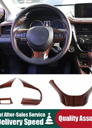 For Lexus Rx350 450h 16-20 Wood Grain Steering Wheel Button Frame Cover Trim