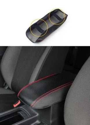 Central Console Leather Armrest Box Cover Carbon Fiber For Ford Focus 2015-2018