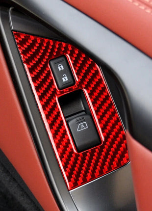 Red Carbon Fiber Demister Switch Panel Cover Trim For Nissan Gt-r R35 2008-2016