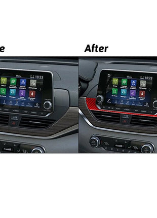 Red Carbon Fiber Lcd Screen Below Frame Cover Trim For Nissan Altima 2019-2022