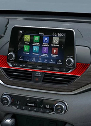 Red Carbon Fiber Lcd Screen Below Frame Cover Trim For Nissan Altima 2019-2022