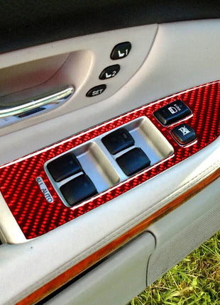 Red Carbon Fiber Front Window Lift Control Trim For LEXUS RX330 RX350 2004-2009