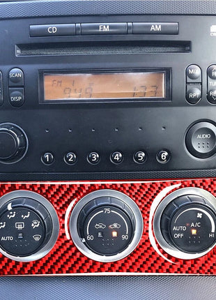 Red Carbon Fiber Conditioner Control Panel Trim Cover For Nissan 350z 2003-2005