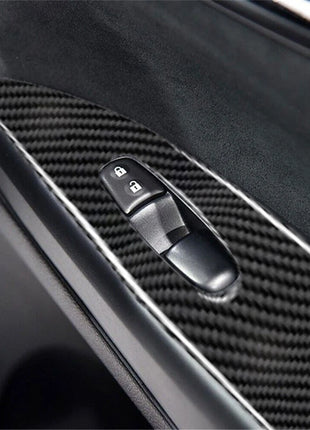 4X Carbon Fiber Door Window Lift Console Cover Trim For Nissan Sentra 2013-2019