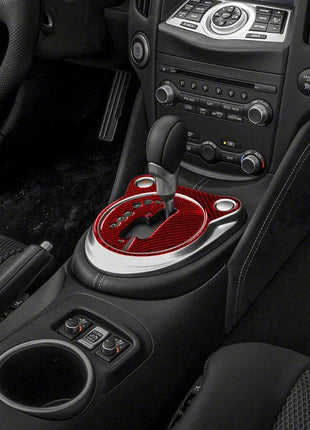 Red Gear Shift Carbon Fiber Interior Panel Cover Trim For 2009-2020 Nissan 370Z