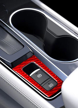 Red Carbon Fiber Parking Button Inner Frame Cover Trim For Nissan Altima 2019-22