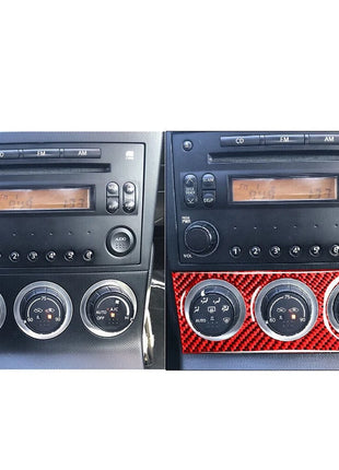 Red Carbon Fiber Conditioner Control Panel Trim Cover For Nissan 350z 2003-2005