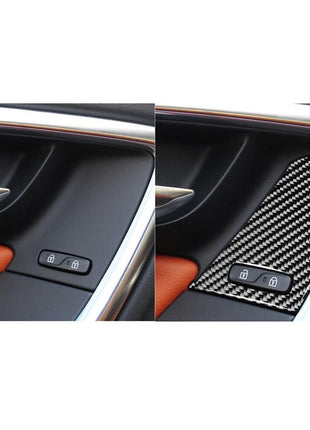 4Pcs Carbon Fiber Window Switch Button Cover Trim For Volvo V60 2010-2017 Type A
