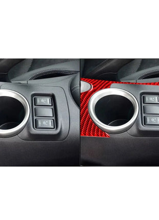 Red Carbon Fiber Water Cup Holder Frame Panel Cover Trim For Nissan 370Z 2009-20