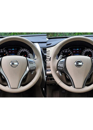 Carbon Fiber Steering Wheel Button Frame Cover Trim For Nissan Altima 2013-2015
