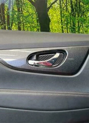4x Carbon Fiber Door Handle Inner Bowl Cover Trim For Nissan Rogue 2014-2016