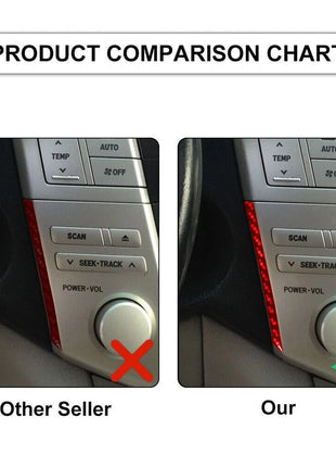 Red Carbon Fiber Audio Control Side Trim Strip For Lexus RX330 RX350 2004-2009