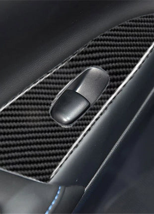 4X Carbon Fiber Door Window Lift Console Cover Trim For Nissan Sentra 2013-2019