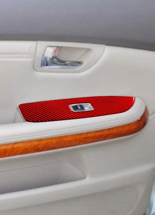 Red Carbon Fiber Rear Window Control Cover Trim For Lexus RX330 RX350 2004-2009