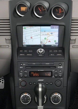 Carbon Fiber Gps Navigation Frame Decorative Cover Trim For Nissan 350z 2006-09