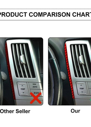 2x Red Carbon Fiber Center Air Vent Side Trim For Lexus RX330 RX350 2004-2009