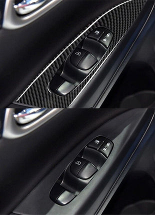 4X Carbon Fiber Door Window Lift Console Cover Trim For Nissan Sentra 2013-2019