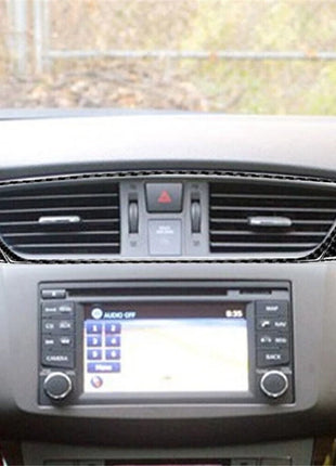 Carbon Fiber Central Vent Outlet Frame Cover Trim For Nissan Sentra 2013-2019
