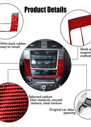 Red Carbon Fiber GPS Navigation Panel Trim For LEXUS IS250 300 350 2006-2012
