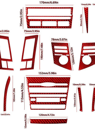 13x Red Carbon Fiber Central Console Cover Trim For Lexus RX330 RX350 2004-2009