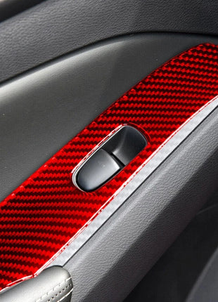 Red Carbon Fiber Rear Door Window Control Cover Trim For Nissan Altima 2019-2022
