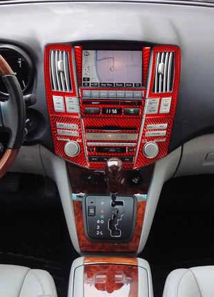 13x Red Carbon Fiber Central Console Cover Trim For Lexus RX330 RX350 2004-2009