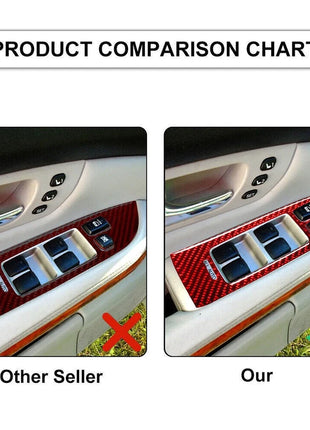 4Pcs Red Carbon Fiber Window Lift Control Trim For LEXUS RX330 RX350 2004-2009