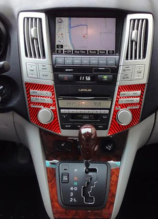 2x Red Carbon Fiber Interior Audio Control Side Cover Trim For Lexus RX330 RX350