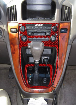 Red Carbon Fiber Interior Central Console Cover Trim For Lexus RX300 1998-2003 A