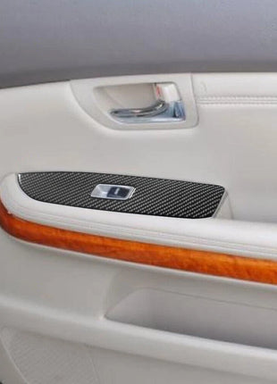 4Pcs Carbon Fiber Window Lift Control Cover Trim For LEXUS RX330 RX350 2004-2009