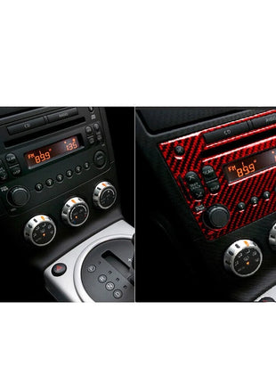 Red Carbon Fiber CD Radio Panel Decorative Cover Trim For Nissan 350Z 2006-2009
