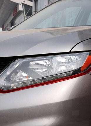 Red Carbon Fiber Headlight Eyebrows Panel Trim Cover For Nissan Rogue 2014-2016