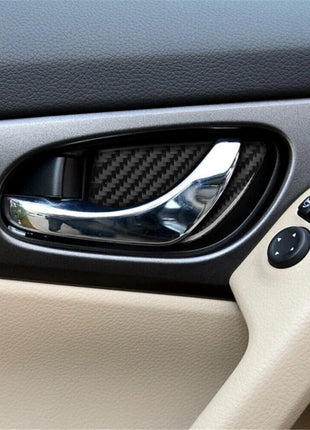 4x Carbon Fiber Door Handle Inner Bowl Cover Trim For Nissan Rogue 2014-2016