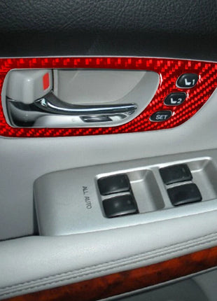 4Pcs Red Carbon Fiber Interior Door Handle Cover Trim For Lexus RX330 RX350