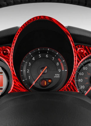 For Nissan 370Z 2009-2020 Red Carbon Fiber Instrument Cluster Panel Cover Trim
