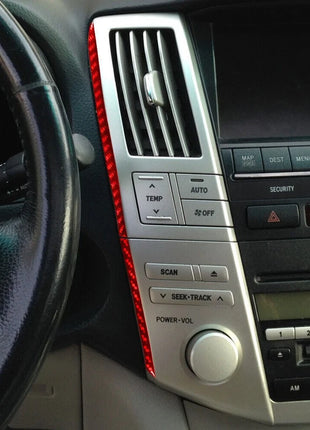 Red Carbon Fiber Center Air Vent Side Cover Trim For Lexus RX330 RX350 2004-2009