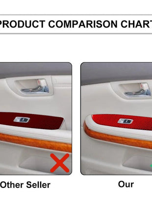 Red Carbon Fiber Rear Window Control Cover Trim For Lexus RX330 RX350 2004-2009