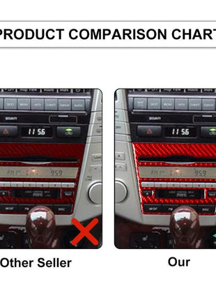 Red Carbon Fiber Radio Control Cover Trim Sticker For Lexus RX330 350 2004-2009
