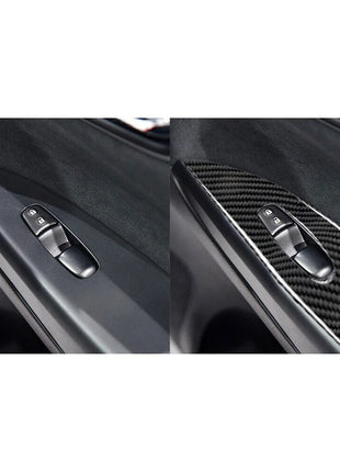 4X Carbon Fiber Door Window Lift Console Cover Trim For Nissan Sentra 2013-2019