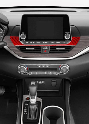 Red Carbon Fiber Lcd Screen Below Frame Cover Trim For Nissan Altima 2019-2022