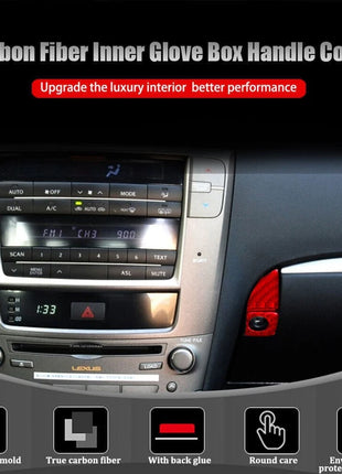 Red For Lexus IS250-350 2006-2012 Carbon Fiber Inner Glove Box Handle Cover Trim