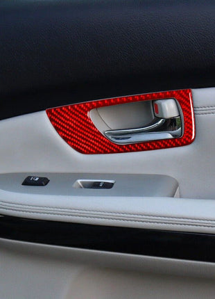 4Pcs Red Carbon Fiber Interior Door Handle Cover Trim For Lexus RX330 RX350